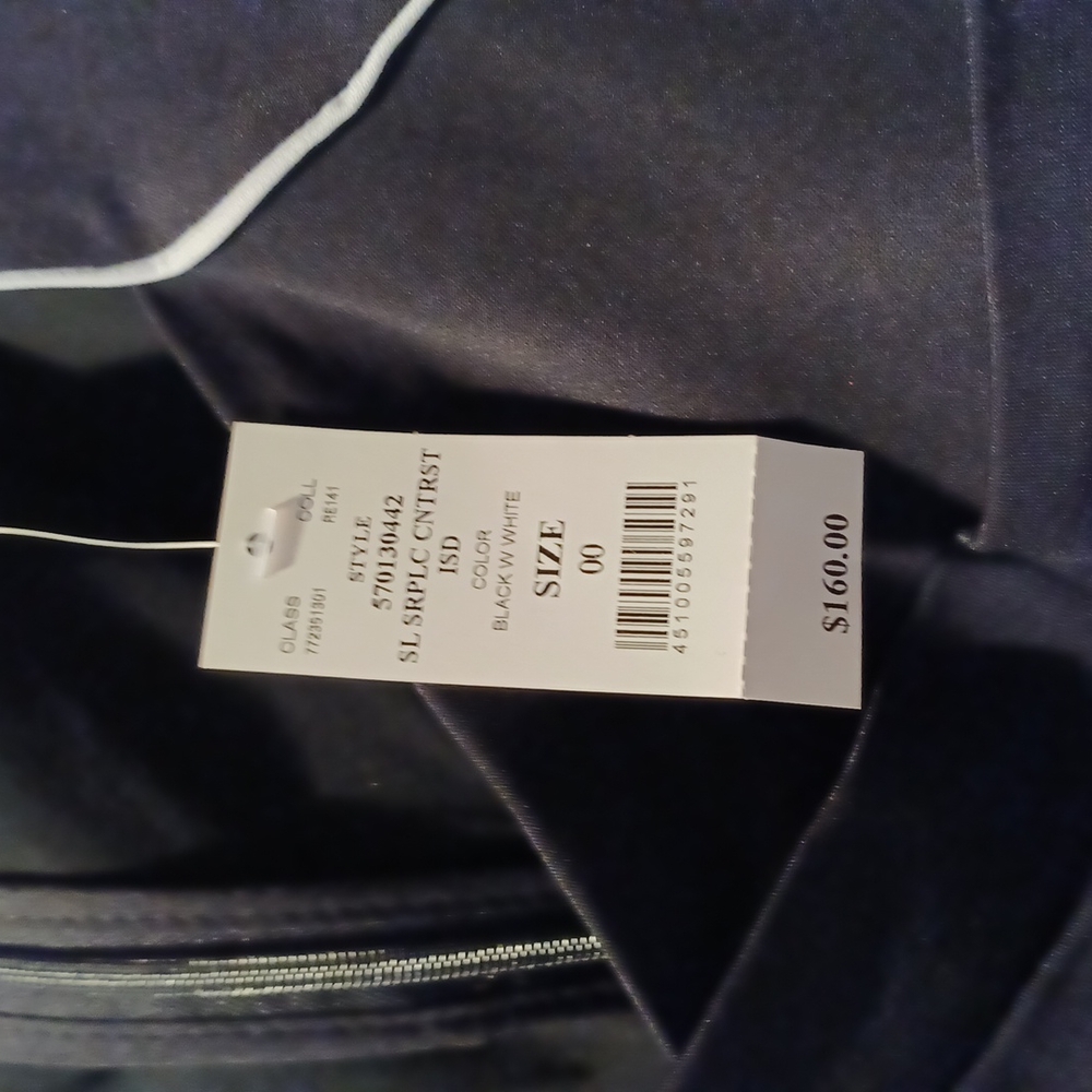 WHBM Black/white piping sleeveless body con dress size 00 - Picture 2 of 6